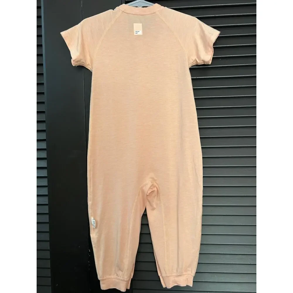 NEST Pantone Bellini Peach Baby Snap-Front Romper, Size 18-24 Months